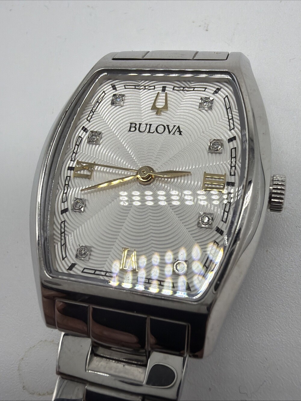 Bulova Women's Diamond Accents Silver Quartz Stainless Steel Watch 26MM 96P232